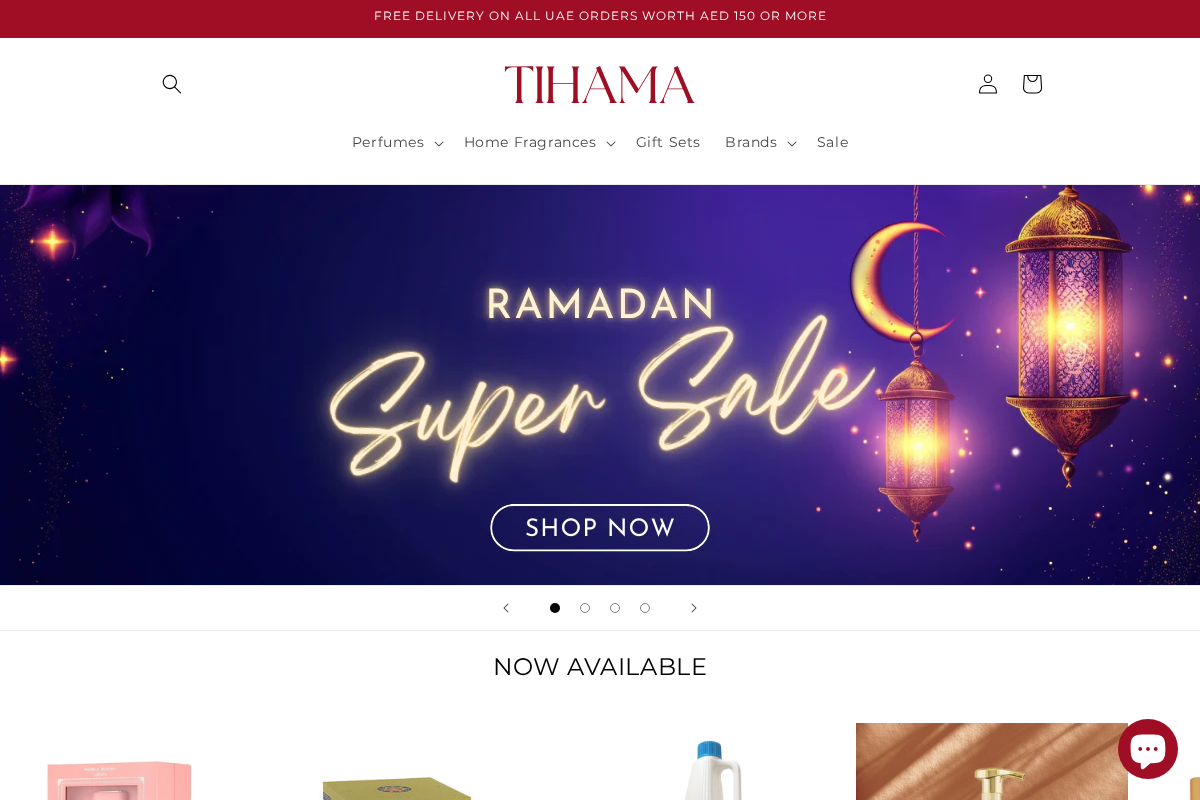 Tihama Perfumes homepage screenshot