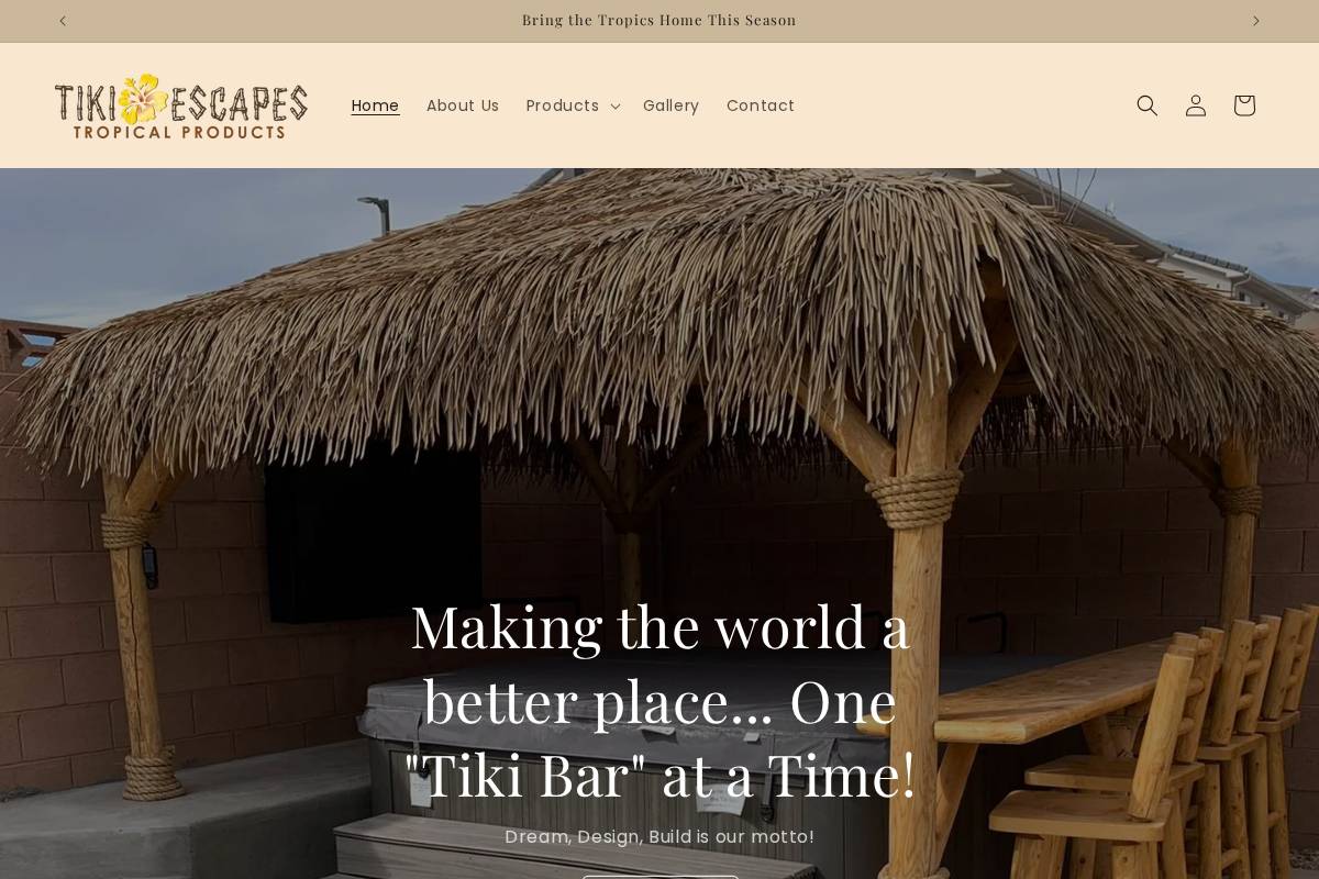 Tiki Escapes homepage screenshot
