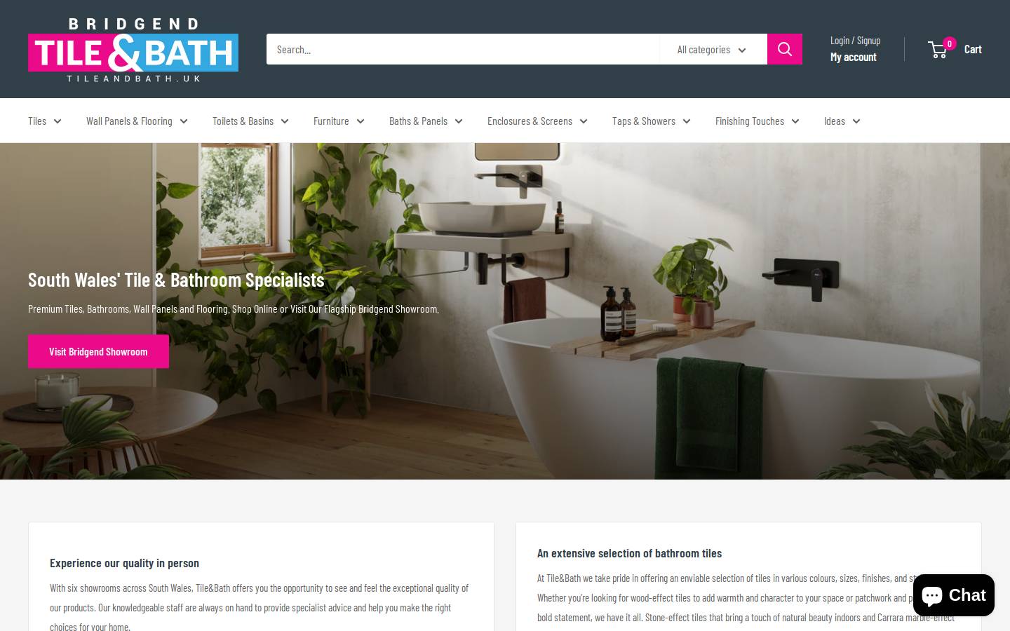 Tile&BathCo homepage screenshot