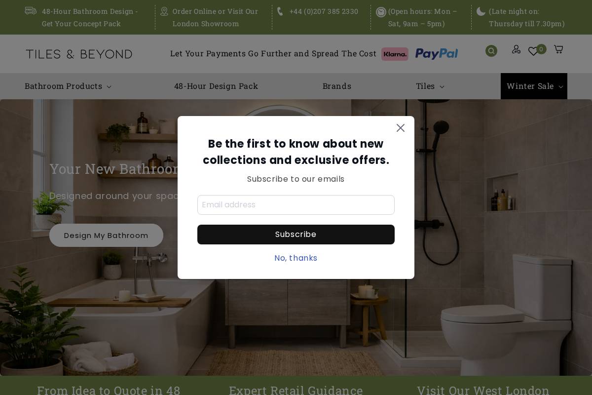 tilesandbeyond.com homepage screenshot