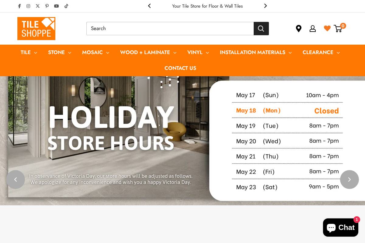 tileshoppes.com homepage screenshot