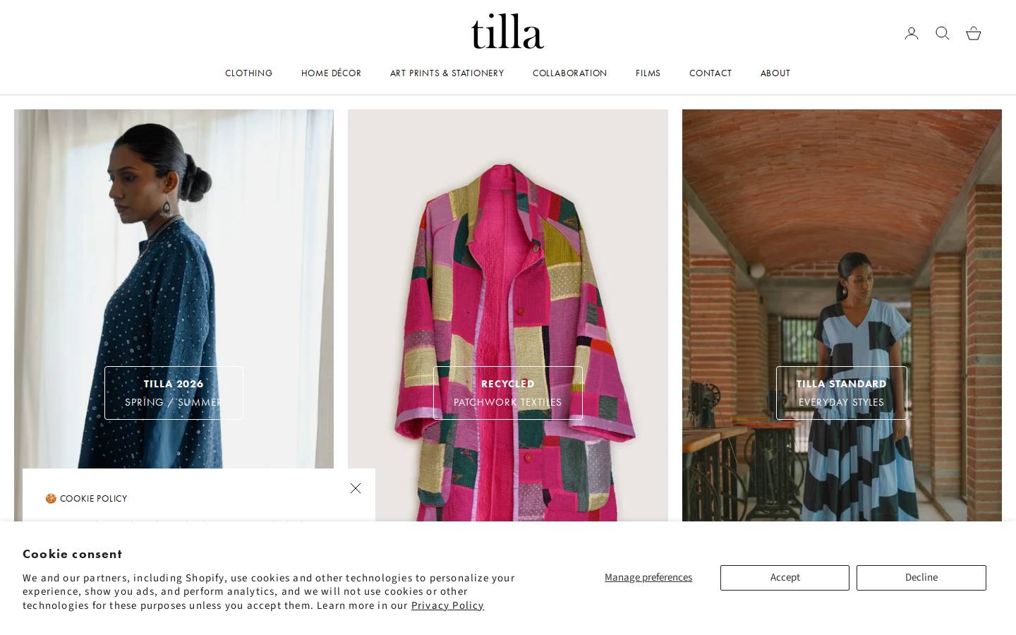 tilla.in homepage screenshot