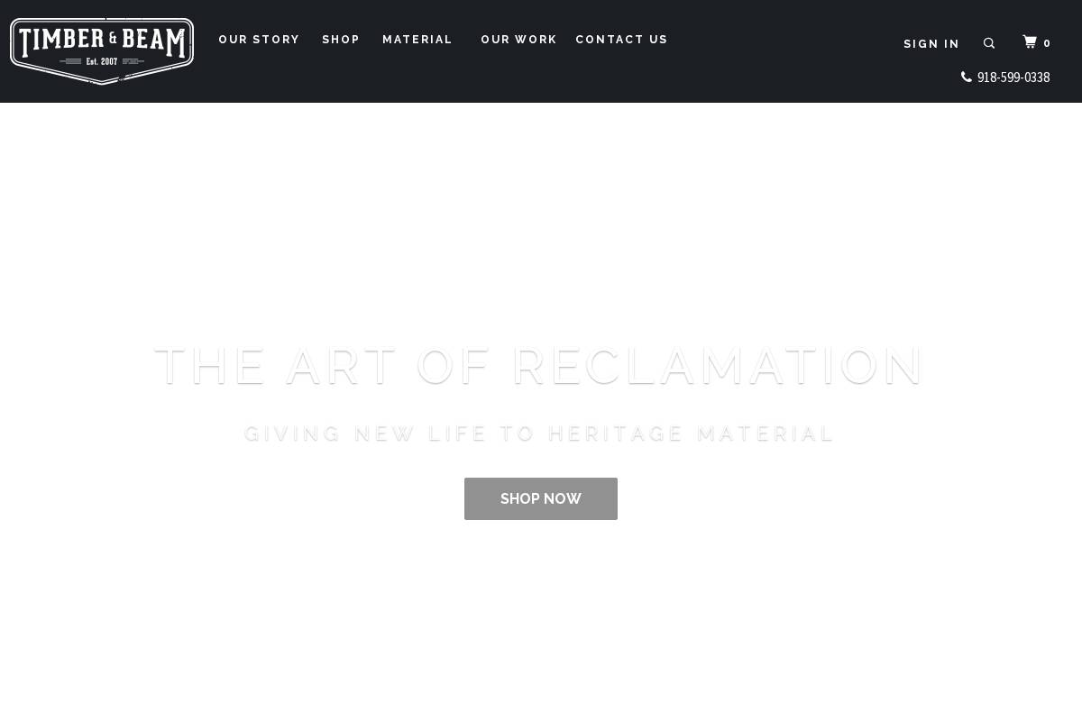 timberandbeam.com homepage screenshot