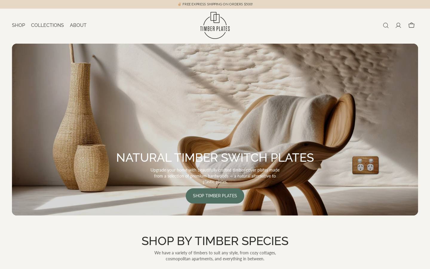 Timberplates homepage screenshot