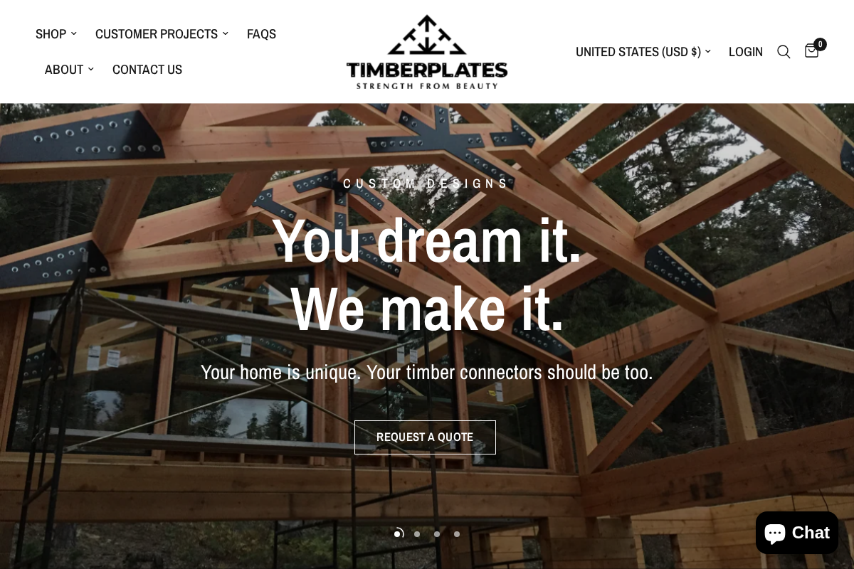 Timberplates homepage screenshot