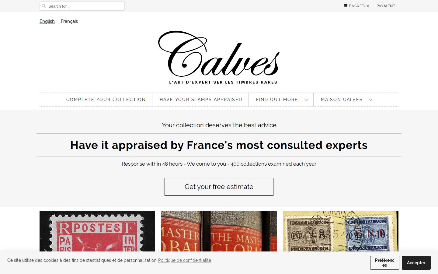timbres-experts.com homepage screenshot