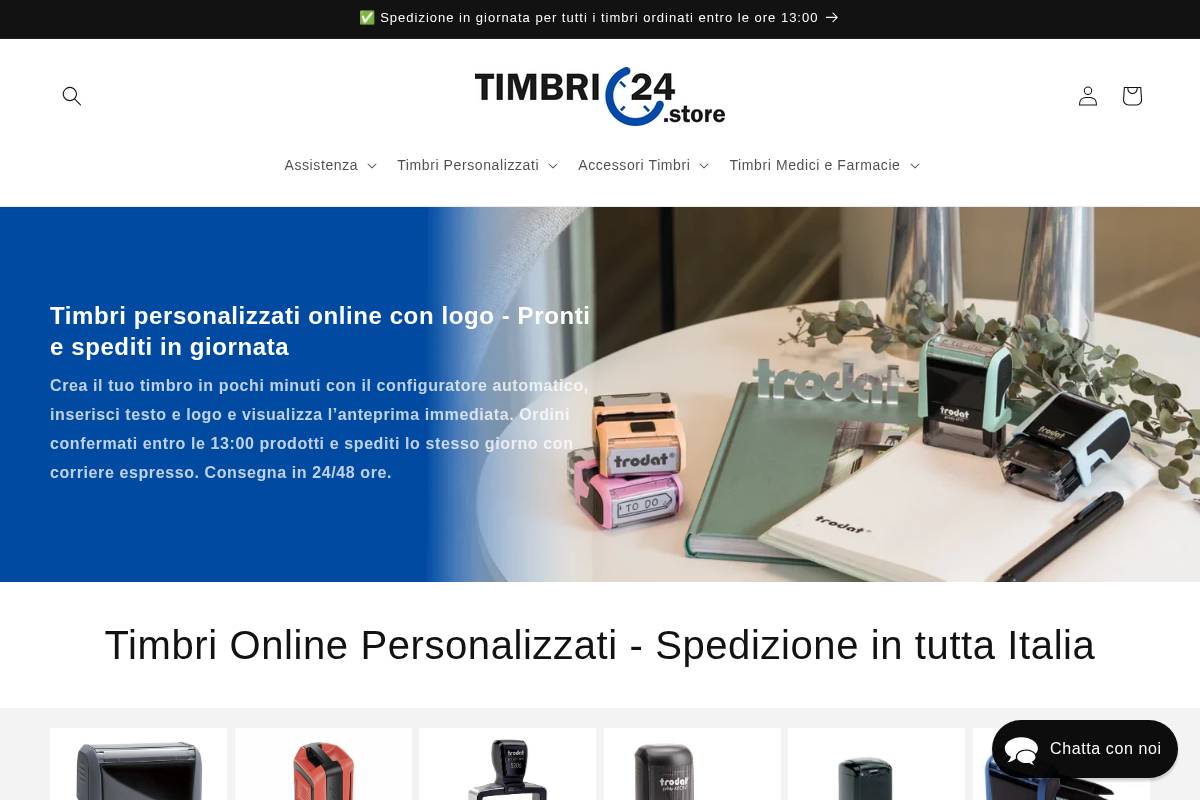 Timbri24.store homepage screenshot