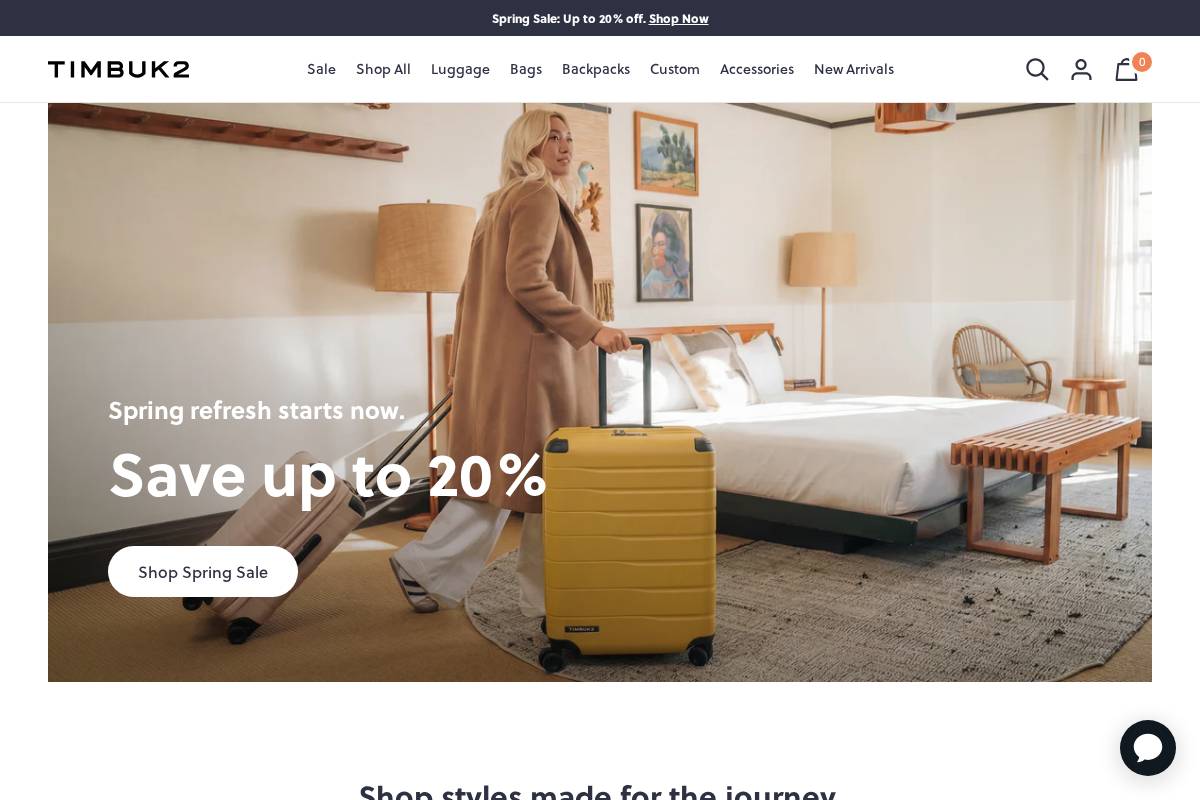 Timbuk2 homepage screenshot