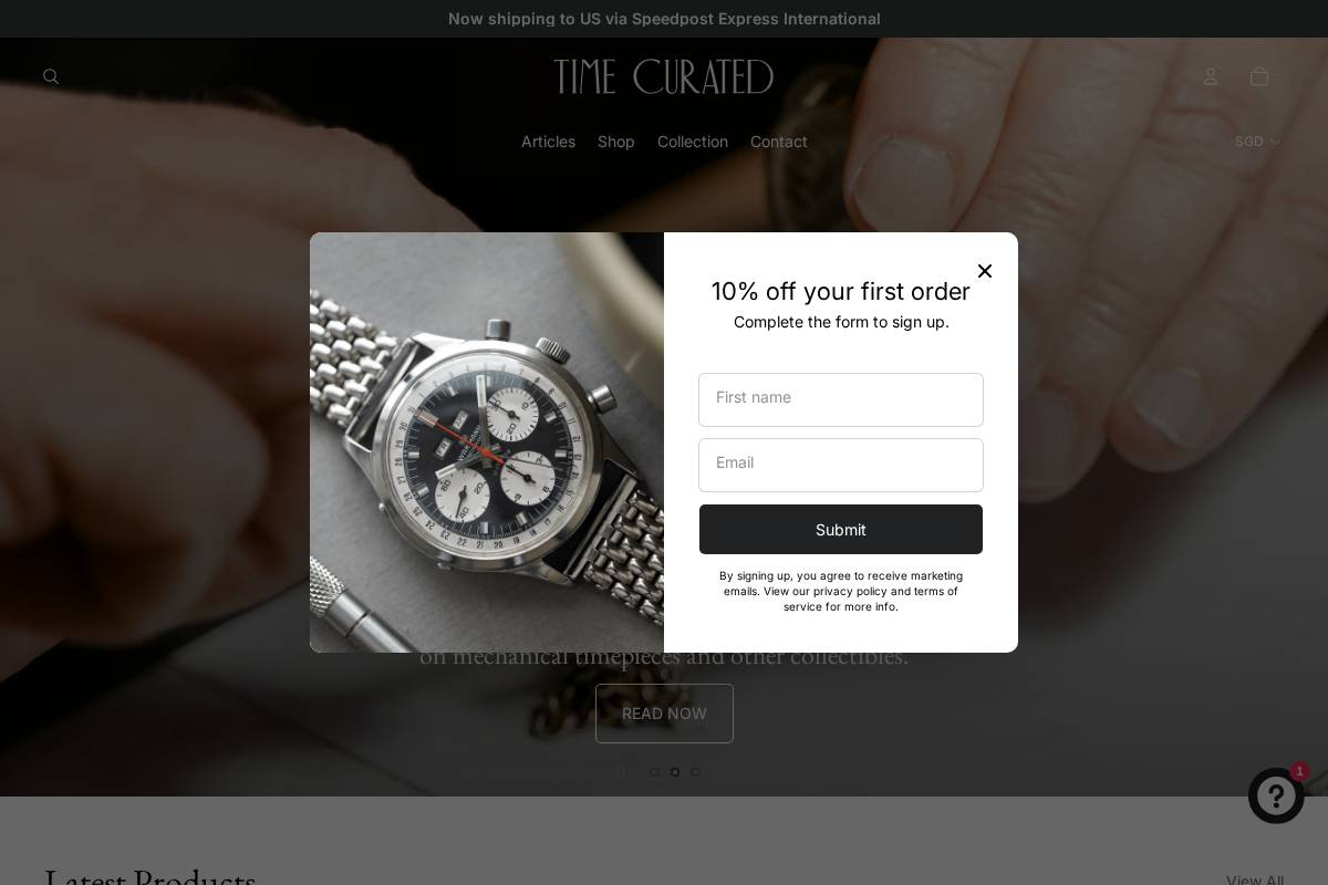 time-curated.com homepage screenshot