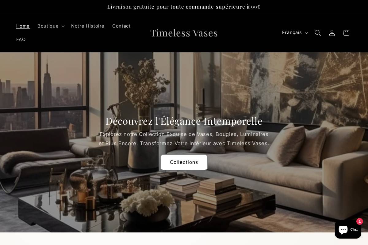 timeless-vases.com homepage screenshot