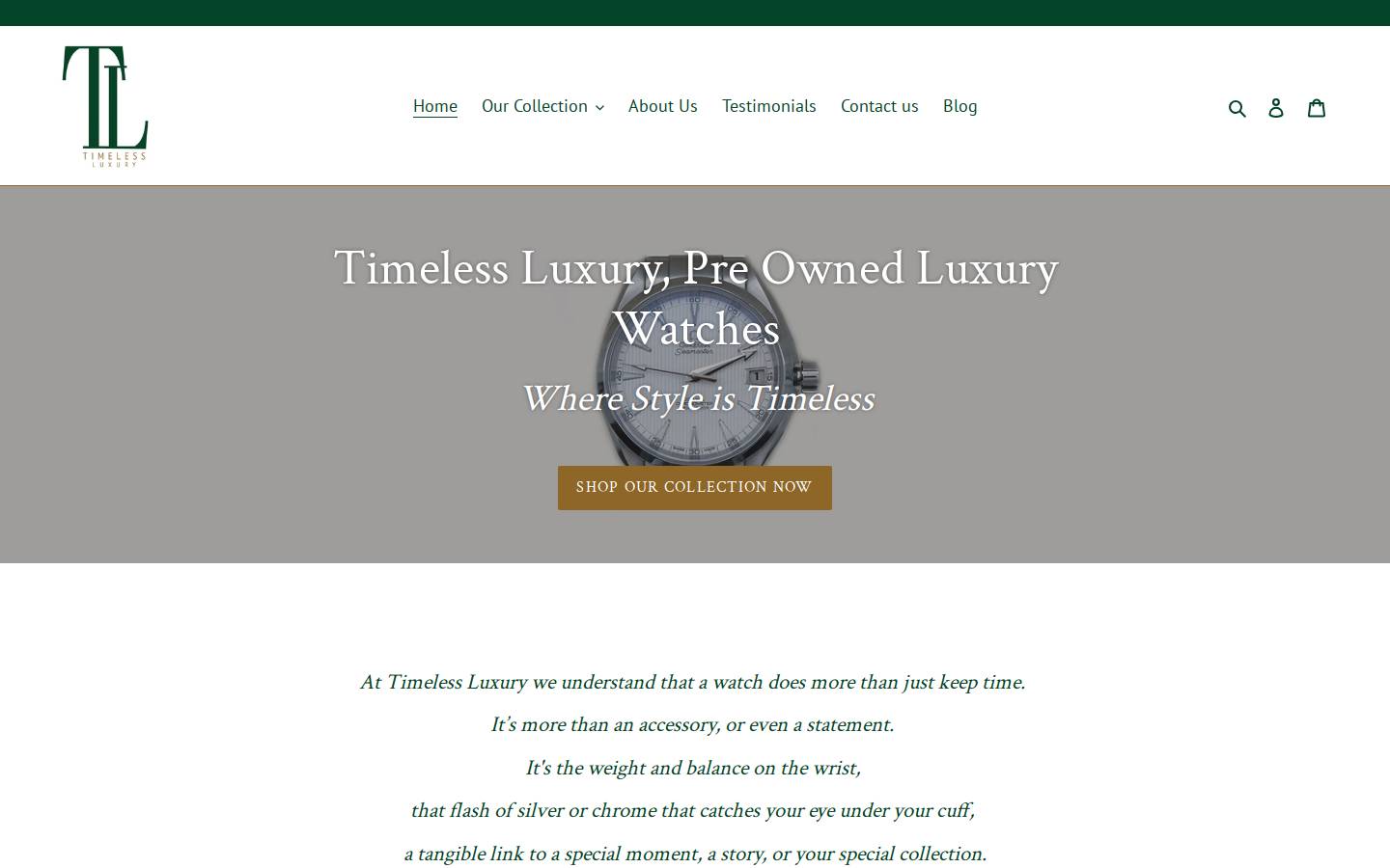 Timelessluxury homepage screenshot