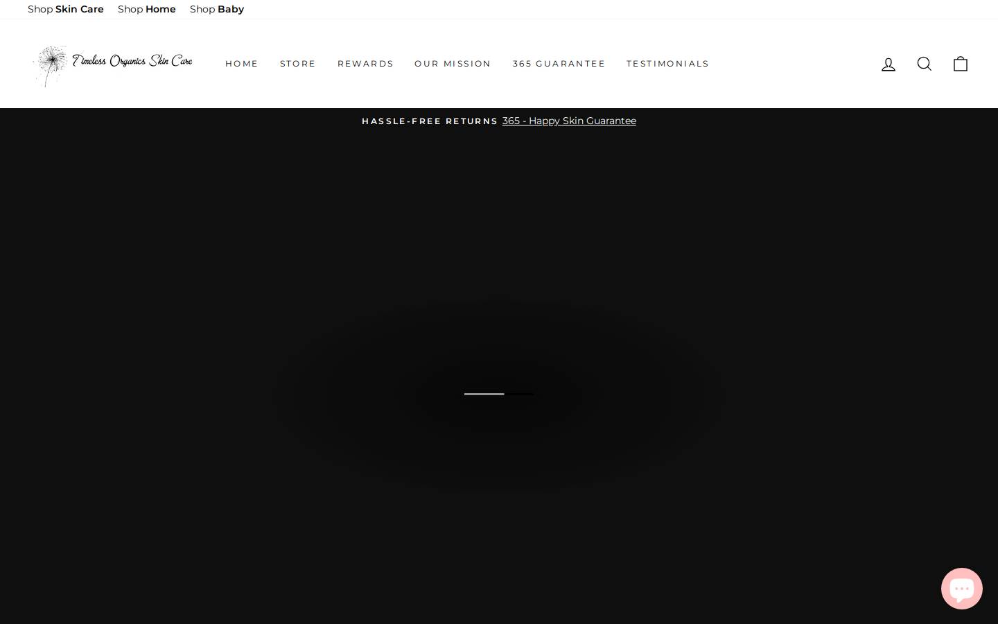 timelessorganics.com homepage screenshot