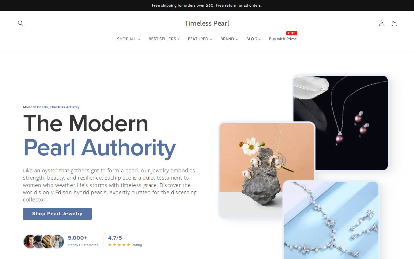 Timeless Pearl homepage screenshot