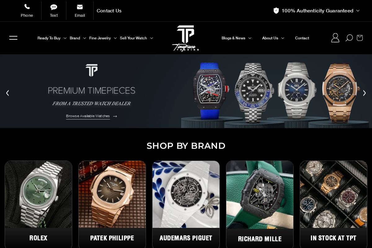 Timepiecetradingllc homepage screenshot