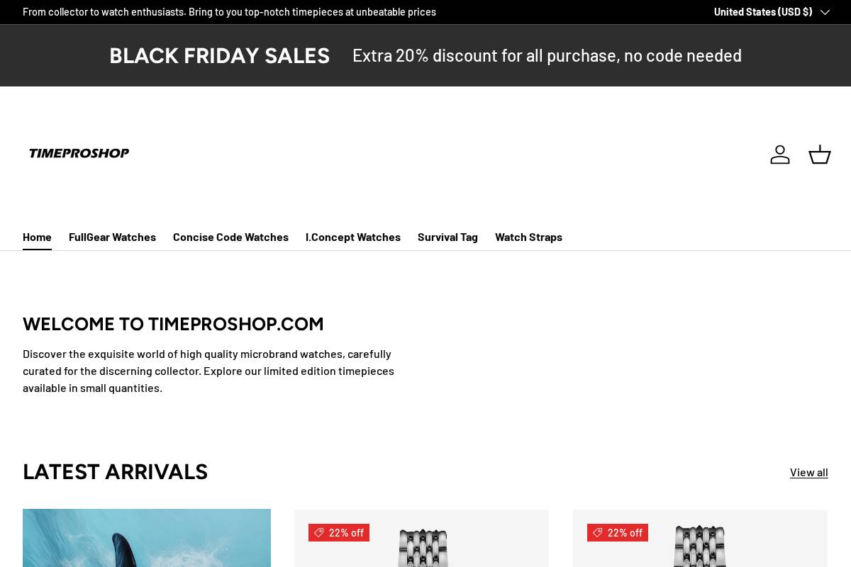 timeproshop.com homepage screenshot