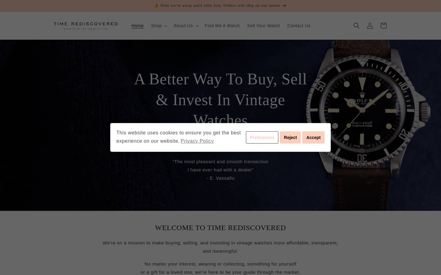 Time Rediscovered homepage screenshot