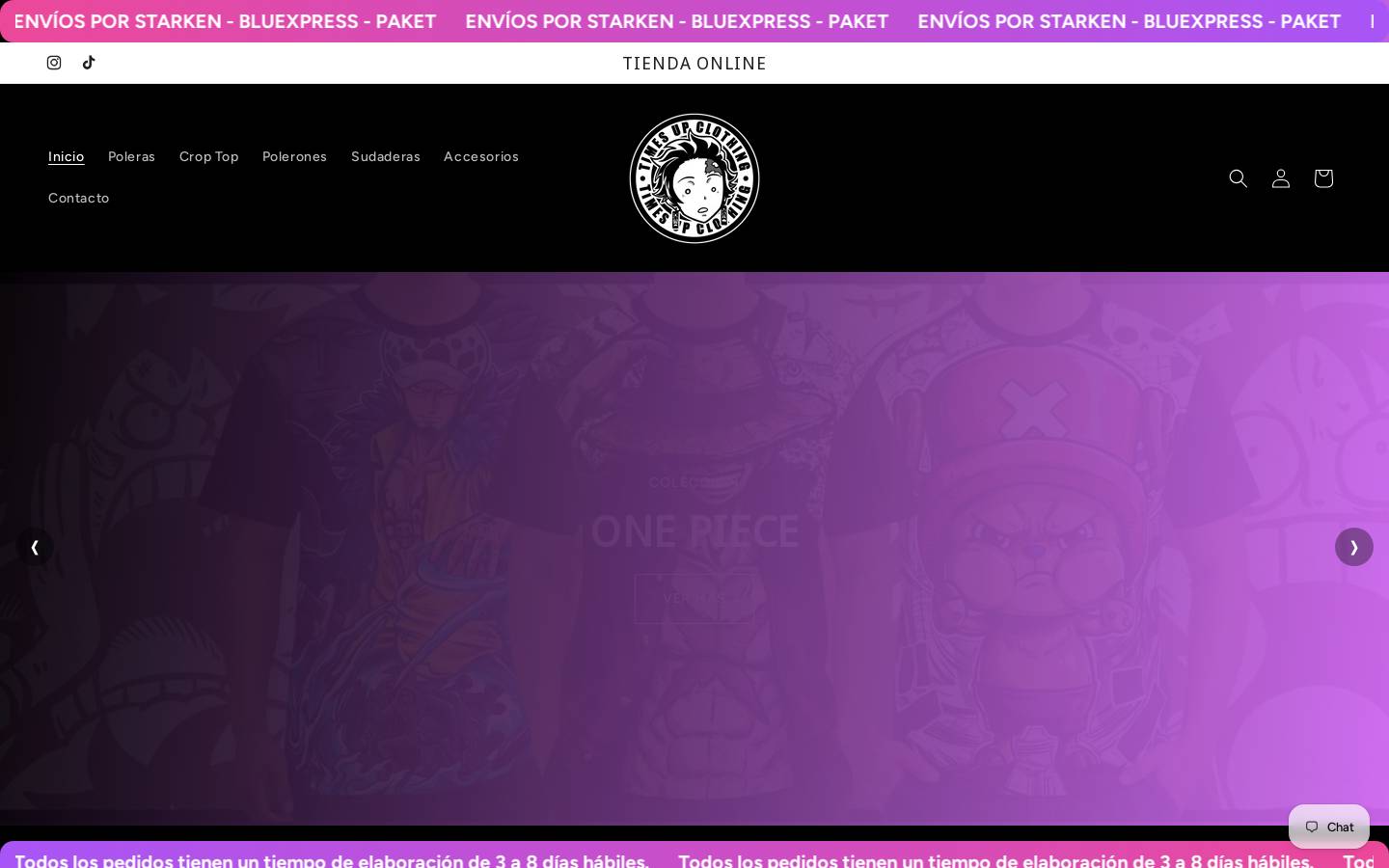 timesupclothing.cl homepage screenshot