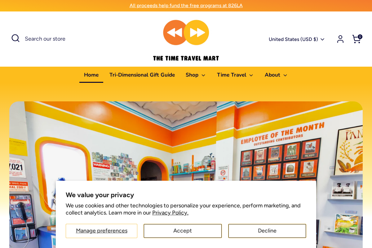 Time Travel Mart homepage screenshot