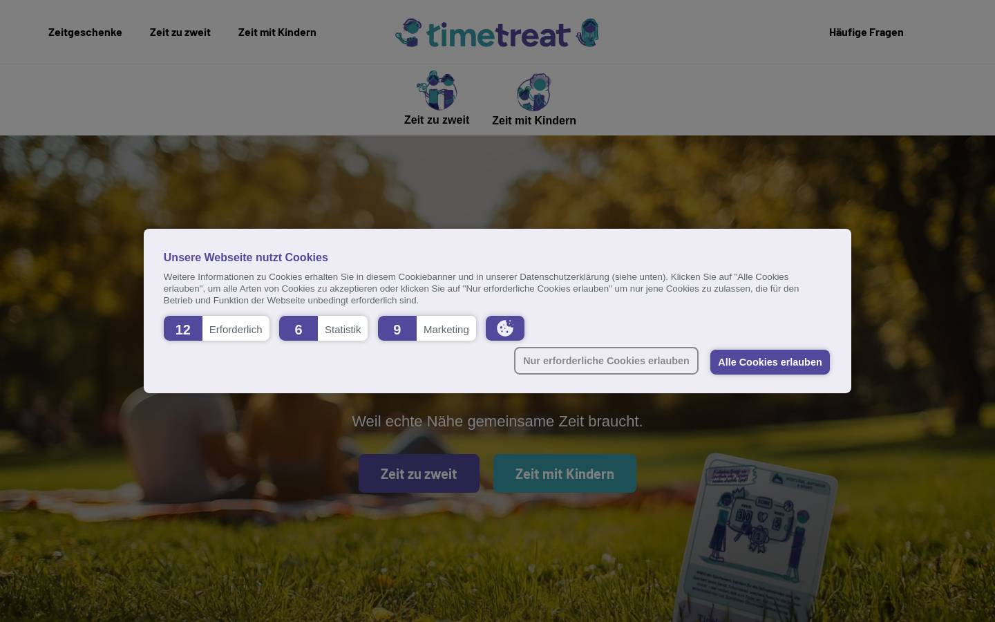 timetreat.com homepage screenshot