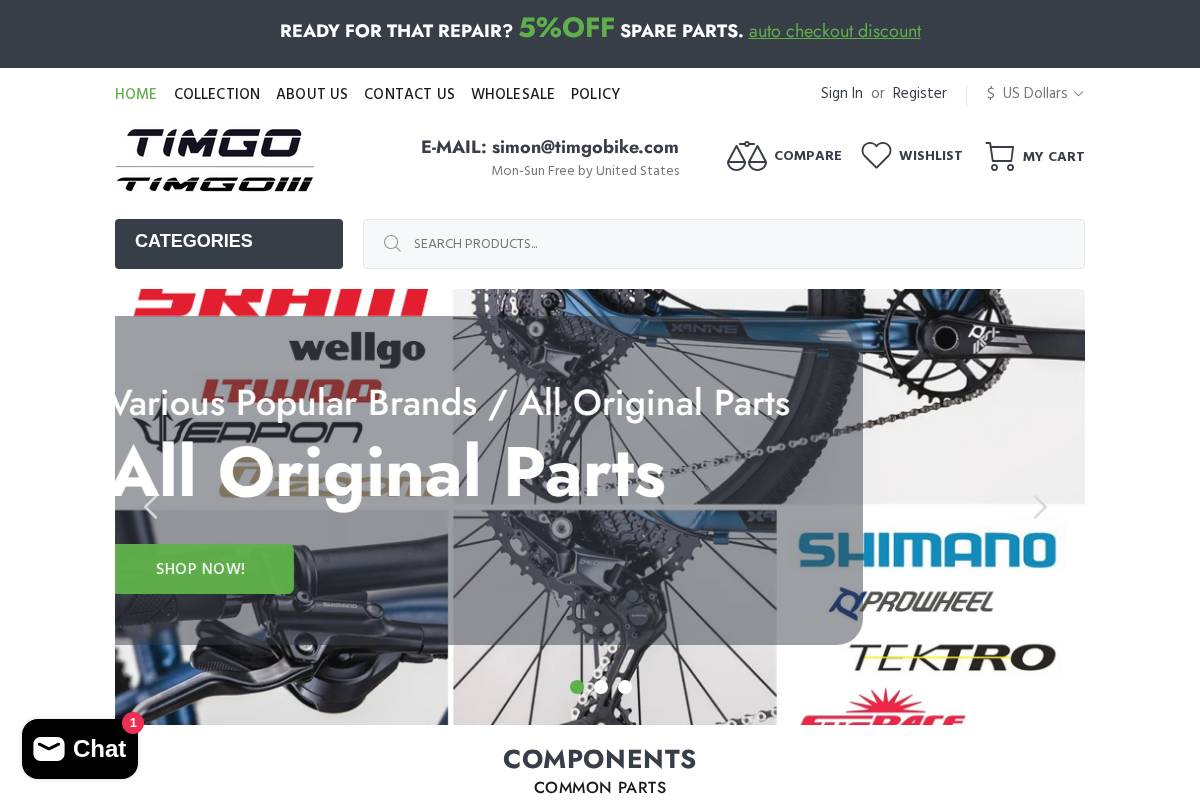 timgobike.com homepage screenshot