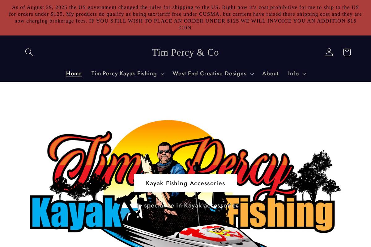 timpercykayakfishing.com homepage screenshot