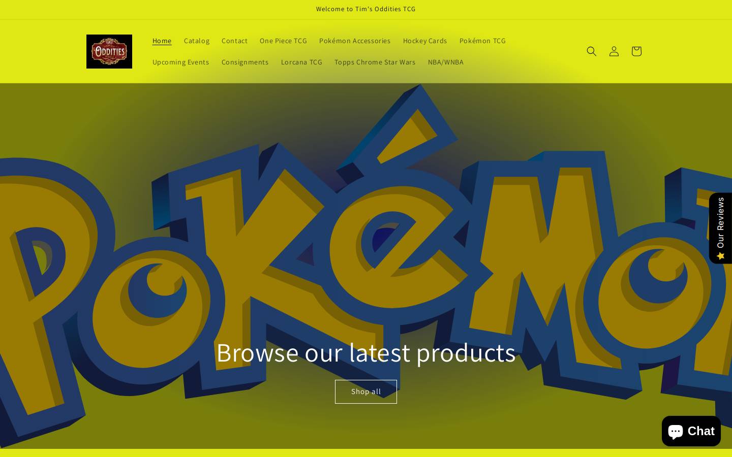 timsodditiestcg.shop homepage screenshot