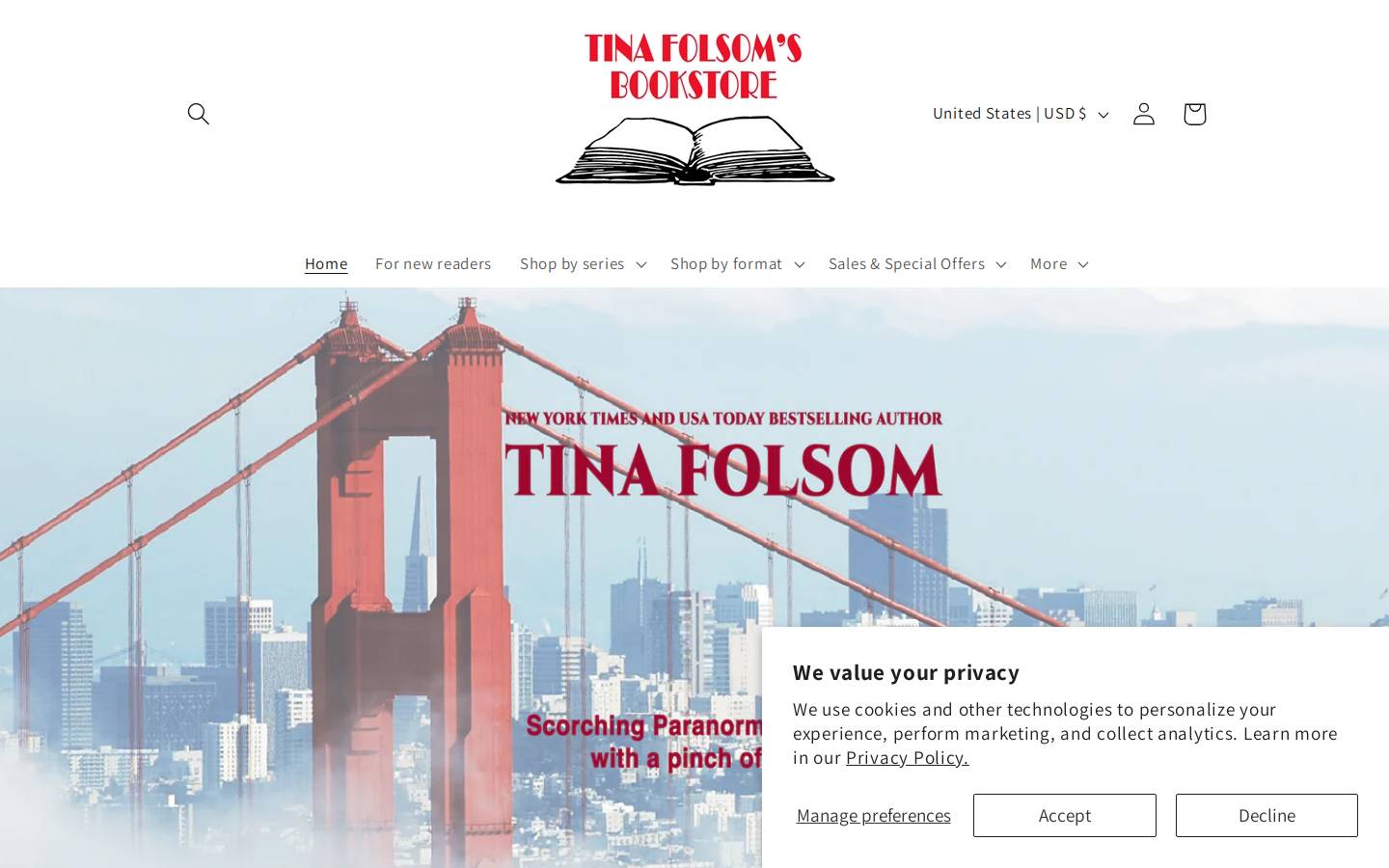 tinafolsom.com homepage screenshot