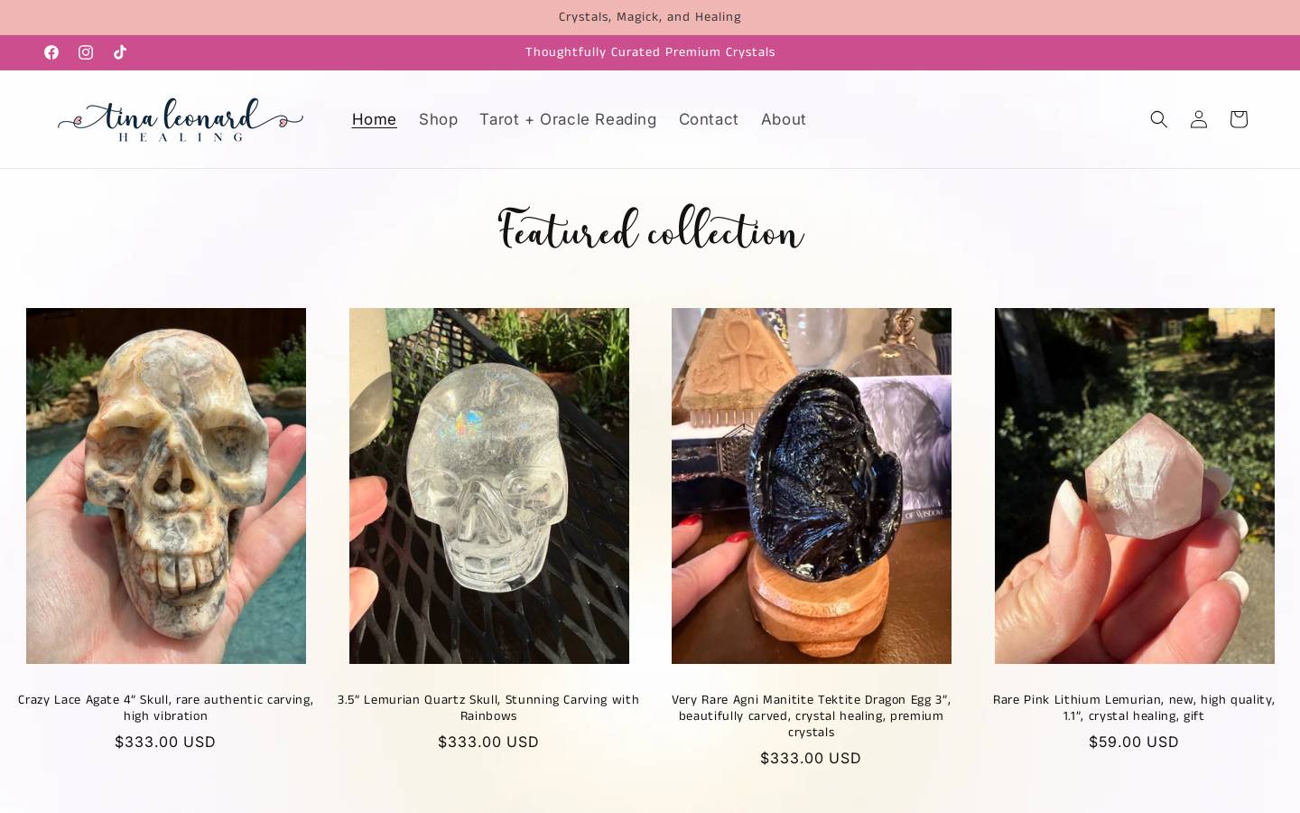 tinaleonardshop.com homepage screenshot