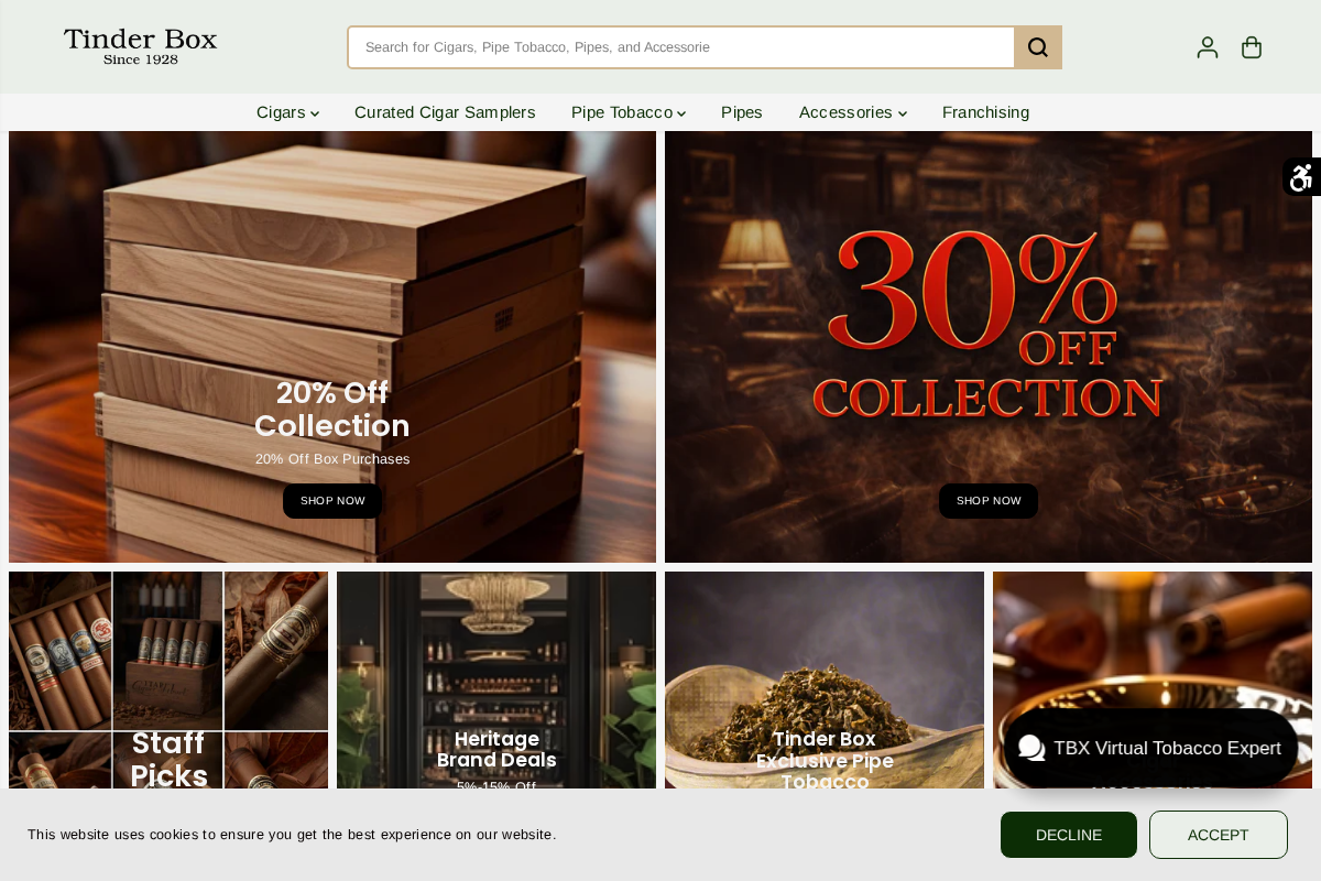 Tinder Box homepage screenshot