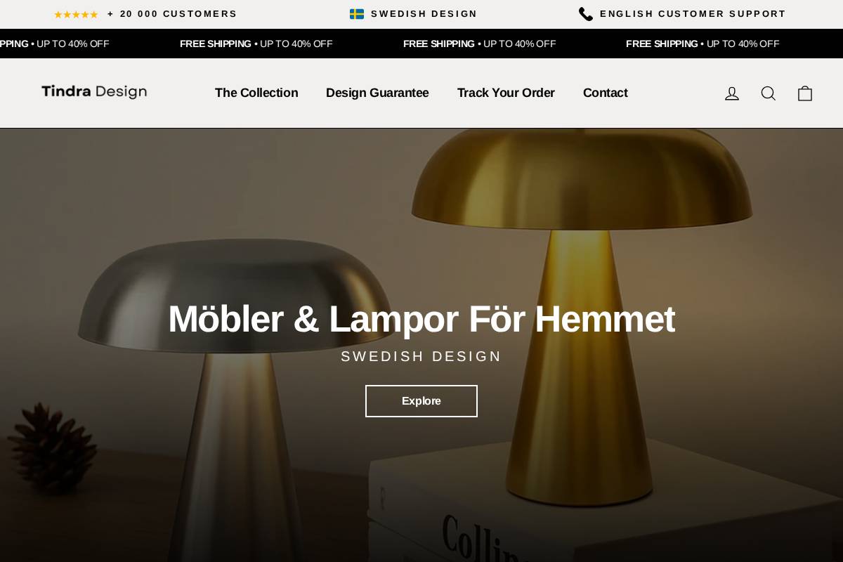 Tindra Design homepage screenshot