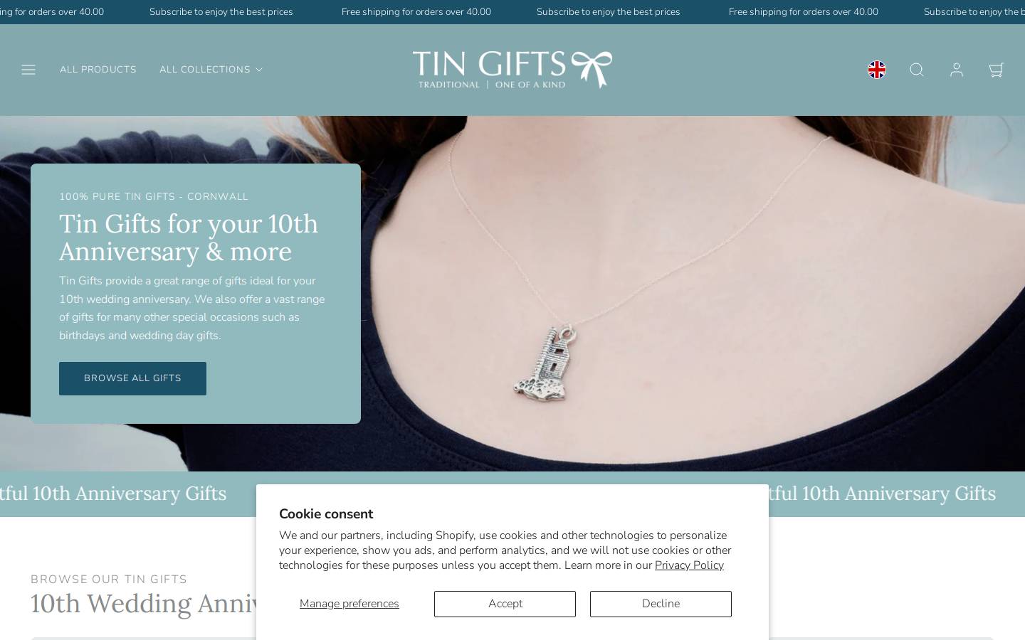 Tingifts homepage screenshot