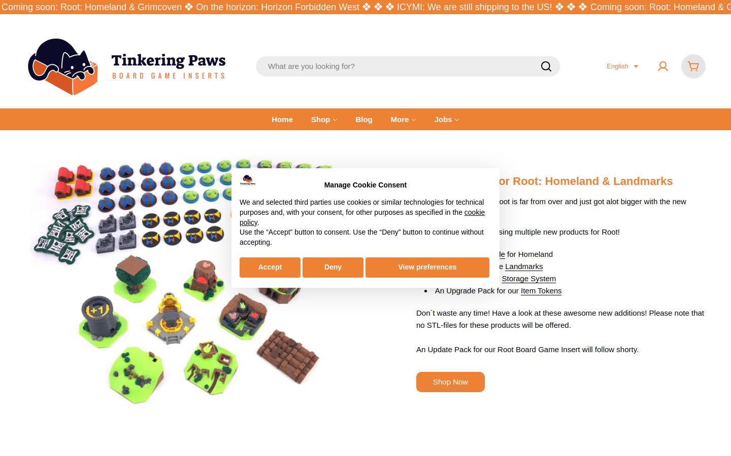Tinkeringpaws homepage screenshot