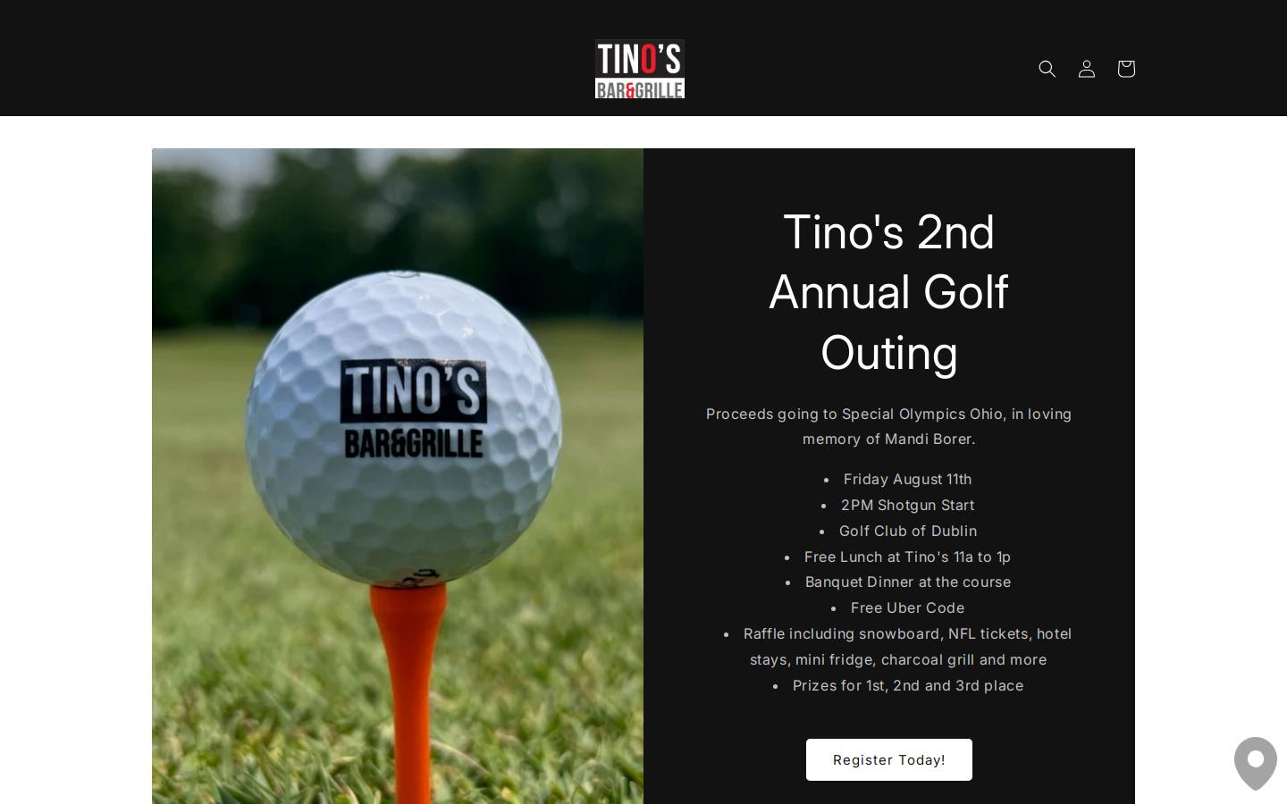 tinosgolfouting.com homepage screenshot