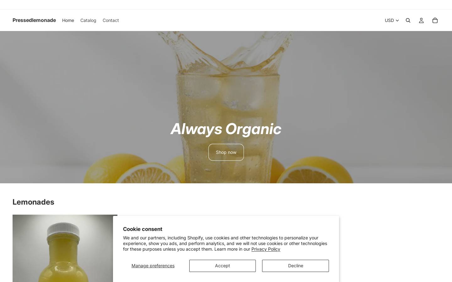 tinoslemonade.com homepage screenshot