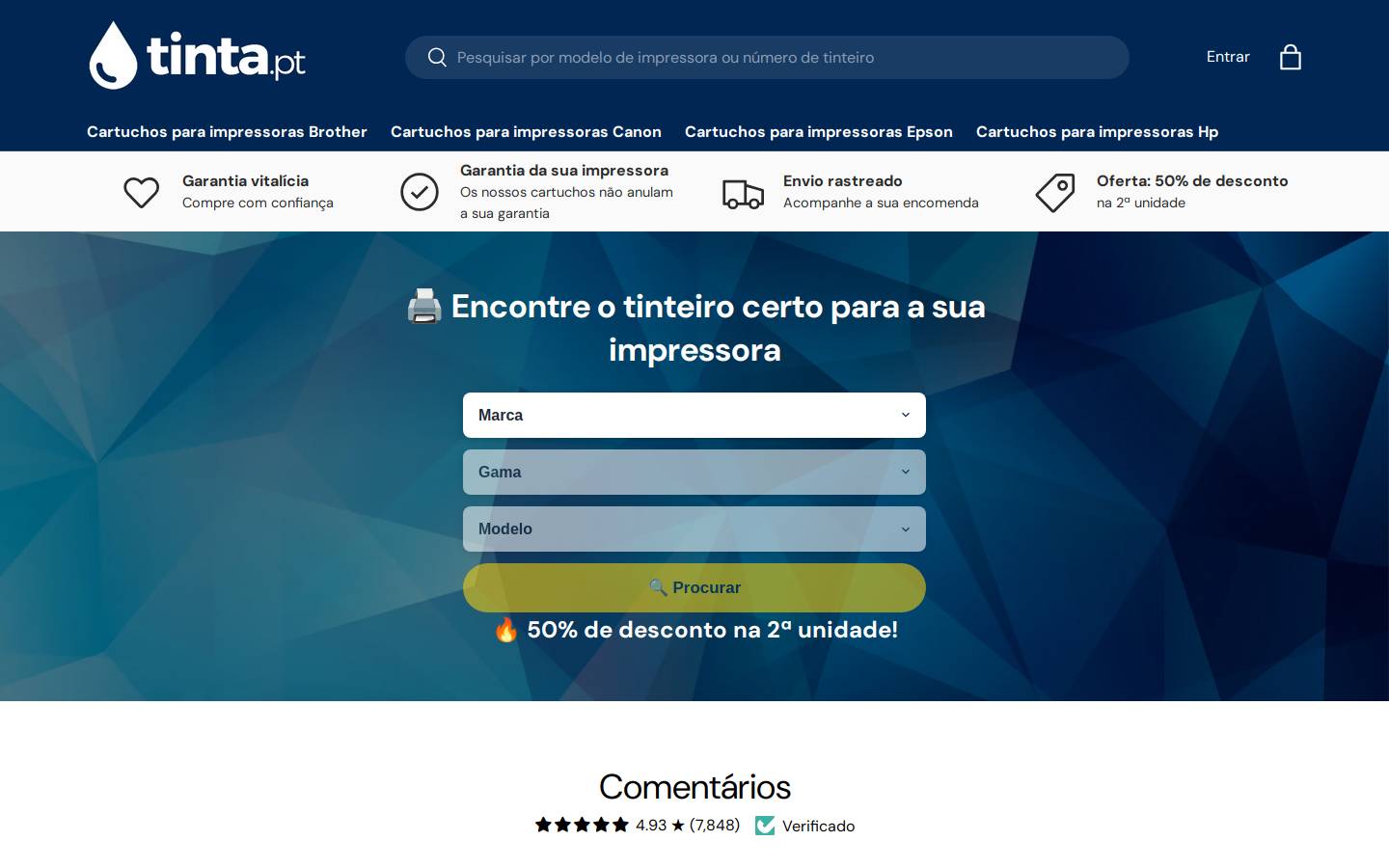 Tinta homepage screenshot