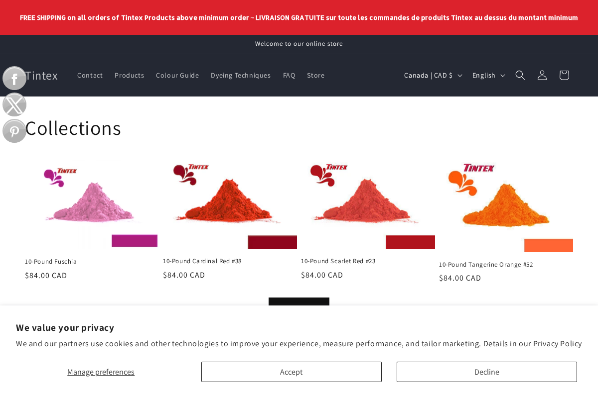 Tintex homepage screenshot