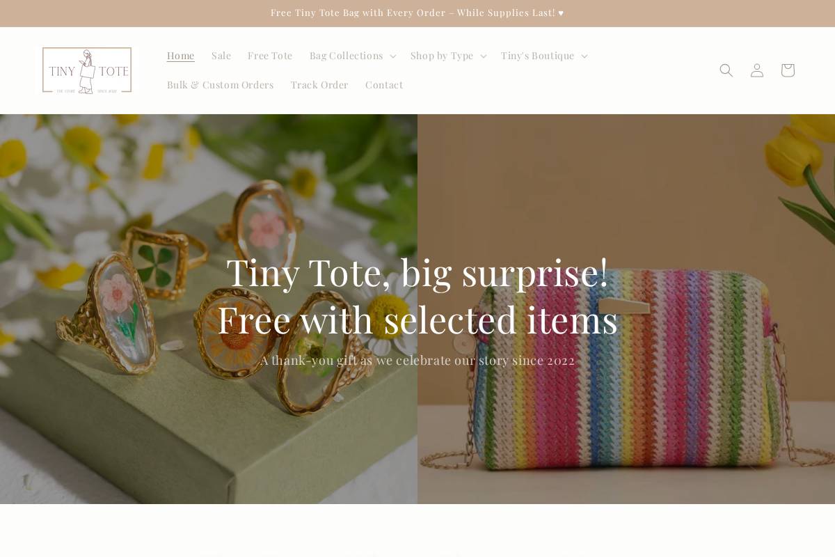 Tiny Tote homepage screenshot