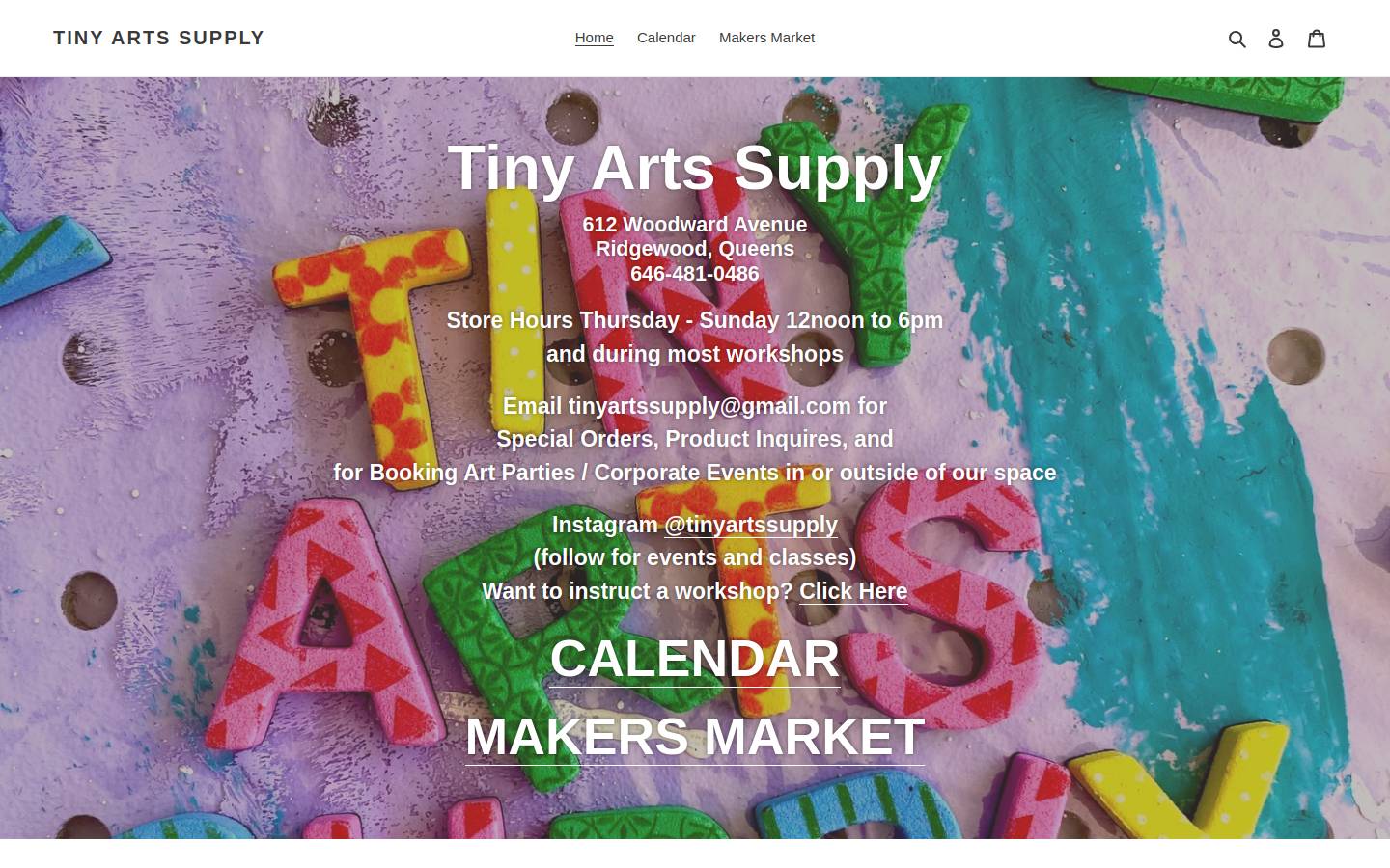 tinyartsupply.com homepage screenshot