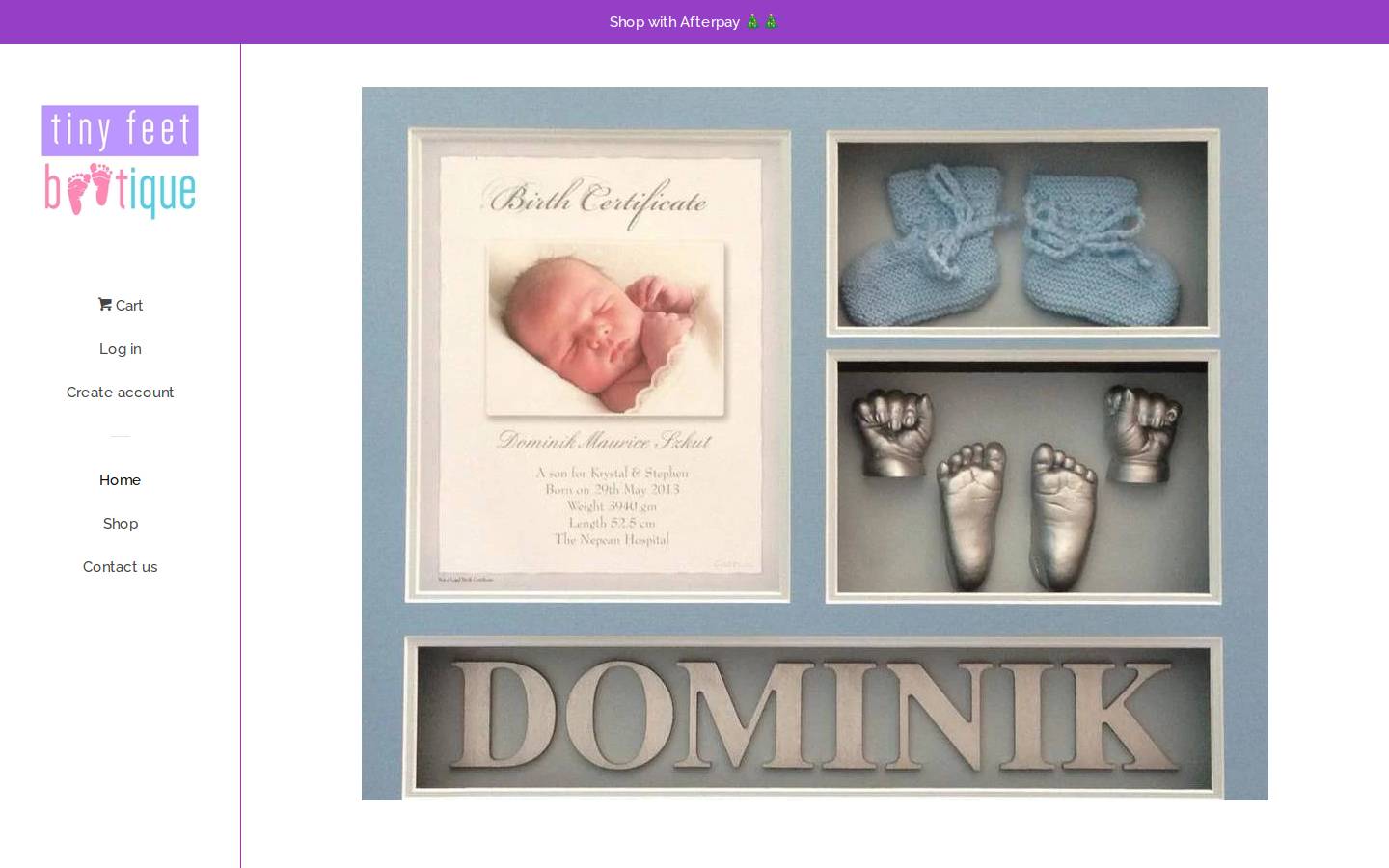 tinyfeetbootique.com homepage screenshot