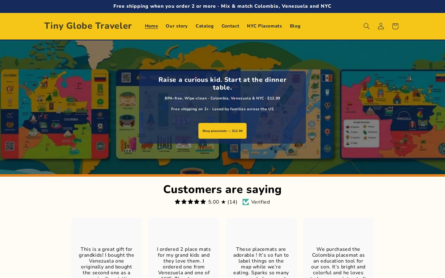 tinyglobetraveler.com homepage screenshot