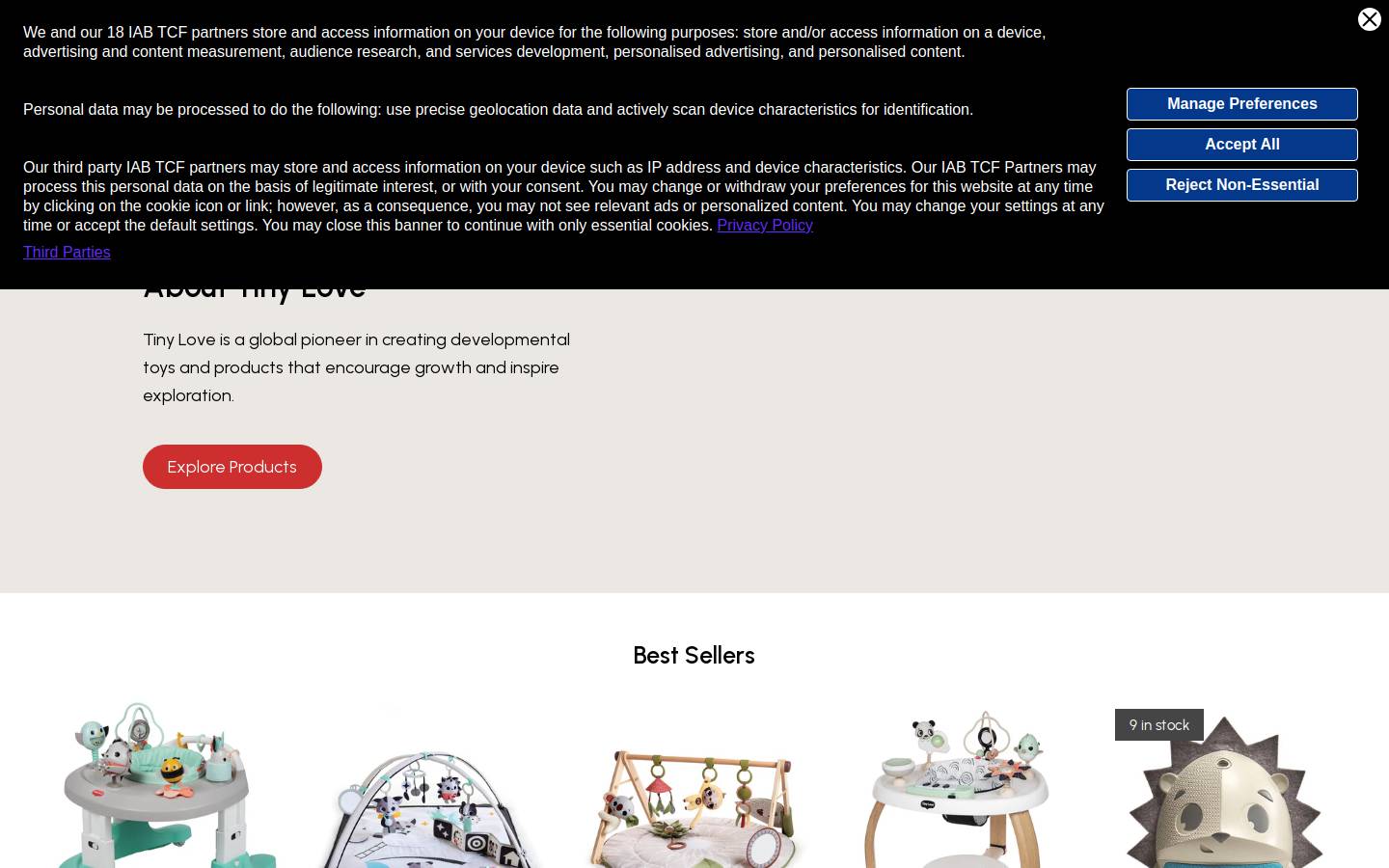tinylove.com homepage screenshot