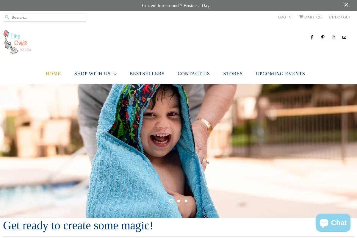 tinyowlsgiftco.com homepage screenshot