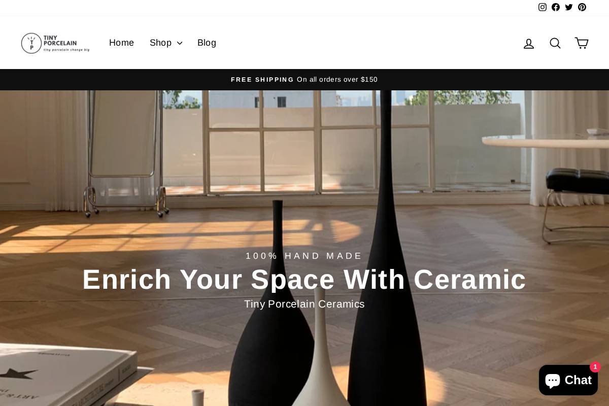 tinyporcelainstore.com homepage screenshot