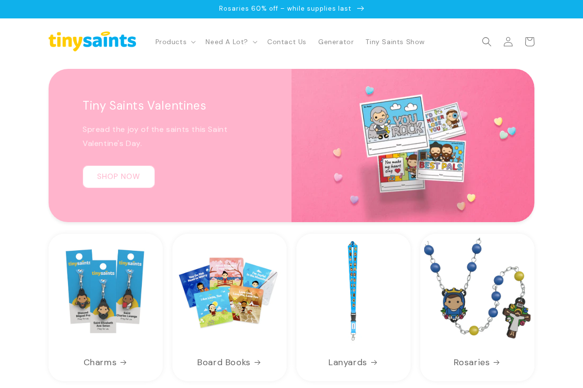 tinysaints.com homepage screenshot