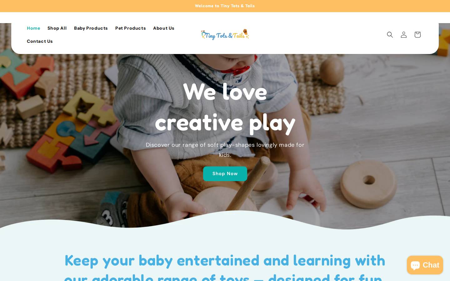 tinytotsandtails.com homepage screenshot