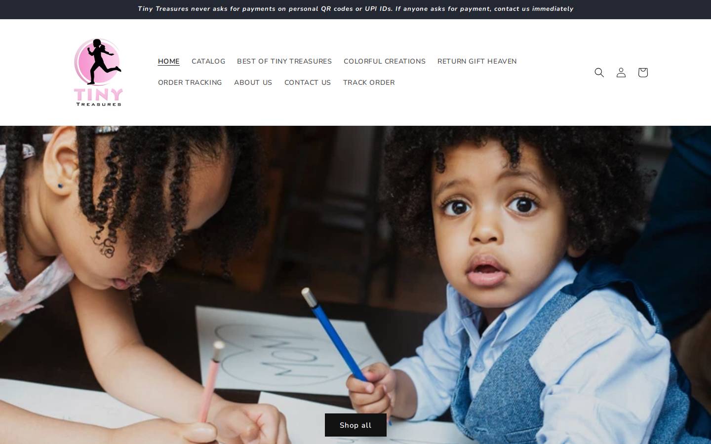 tinytreasurestore.in homepage screenshot