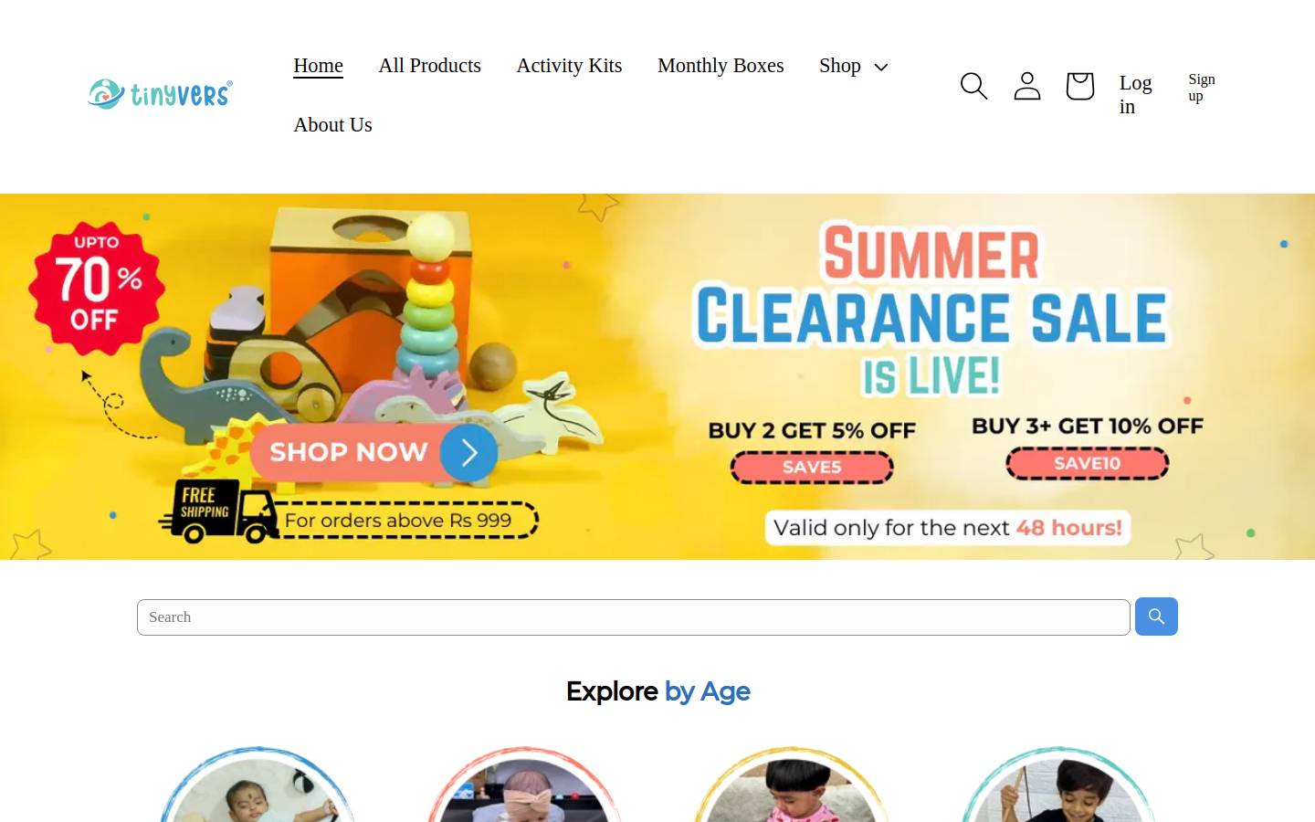 tinyvers.in homepage screenshot