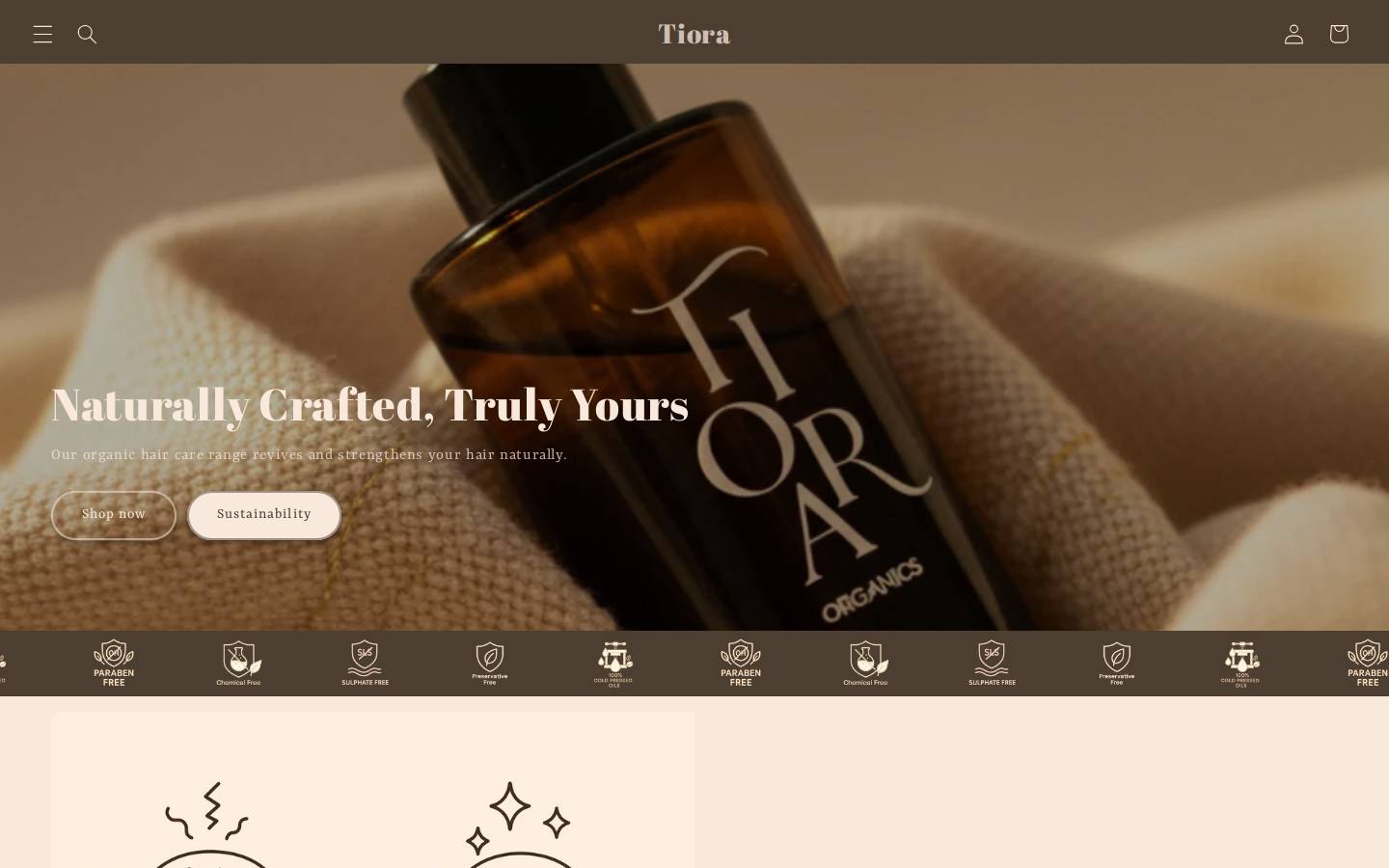 tioraorganics.com homepage screenshot