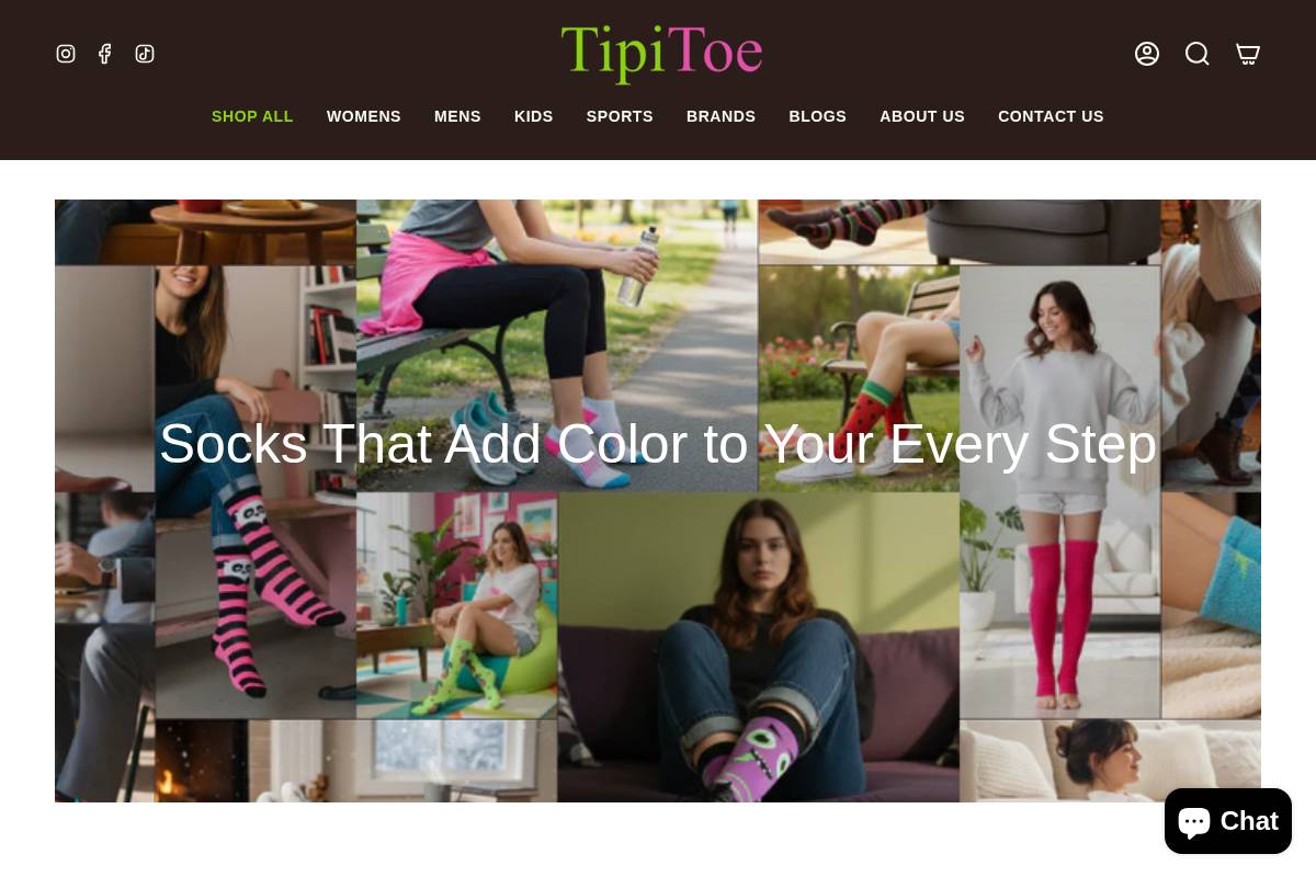 Tipitoesocks homepage screenshot