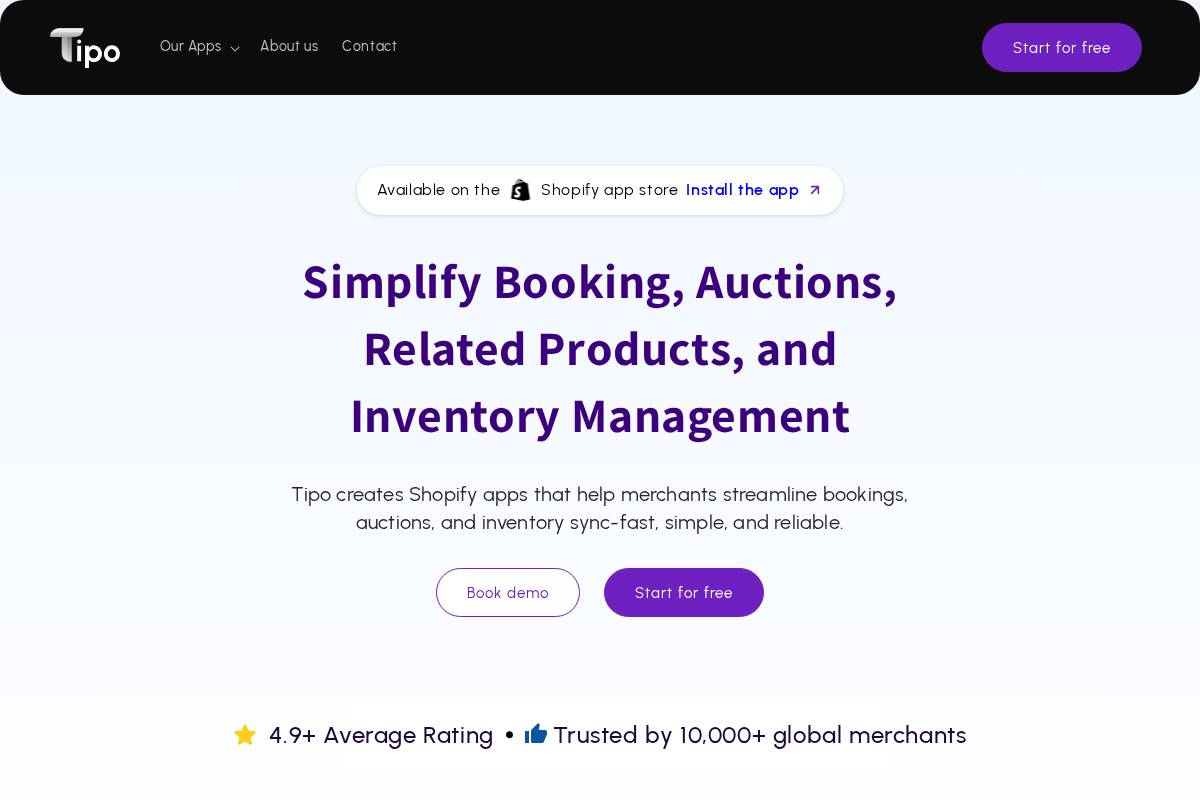 tipo.io homepage screenshot